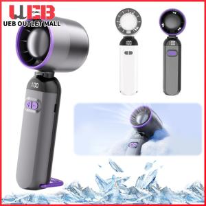 UEB High-Speed Folding Fan LED Digital Display Mini Cold Fan USB Rechargeable Portable Electric Fan for Camping Hiking Outdoor Activities