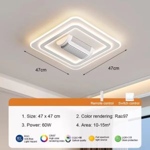 New Invisible Bladeless LED Ceiling Fan Light Chandeliers Remote Control Living Room Smart Ceiling Fan Lamp Home Decor Bedroom