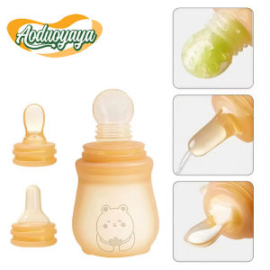 Aoduoyaya Newborn Baby Silicone Squeeze Spoon Feeder BPA-Free Feeding Bottle Food Sudu Bubur Bayi