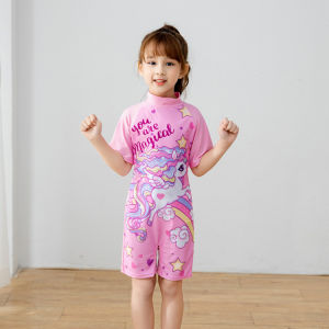New Rashguard for Kids Cute Trendy Kuku Melo Cartoon Printed Design 1pc Swimwear Summer Fashion Long & Short Sleeve Swimwear for Kids Girl for Girls 3-11 Years Old