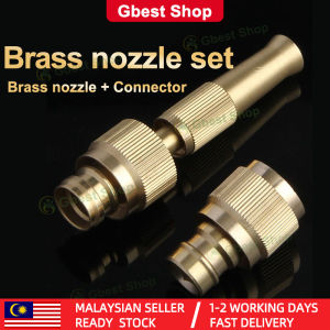 Gbest Malaysia In Stock Solid Brass Adjustable Spray Nozzle With Hose Plug Pipe Connector For Garden Watering Fog Mist Nozzle Misting Fogging Sprayer Sprinkler Head High Pressure Water Jet Gun Nozzle / Muncung Semburan