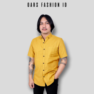 Terbaru Kemeja Pria Polos Lengan Pendek slimfit jumbo casual non formal bahan katun warna Lilac Lemon biru denim hitam ukuran M L XL XXL XXXL hem pria polos baju cowok keren pakaian kerja