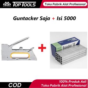 TopTools Stapler Tembak Powerfull + 5000 Staples 13/8 - untuk Jok Kayu & Karpet (Tipe 6566-6544)