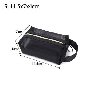 LUMIYA 1Pcs S/M/L Túi lưới đựng đồ vệ sinh cá nhân Nhỏ màu trơn Đen Túi đựng son môi Mở khóa Túi đựng mỹ phẩm Nam Nữ