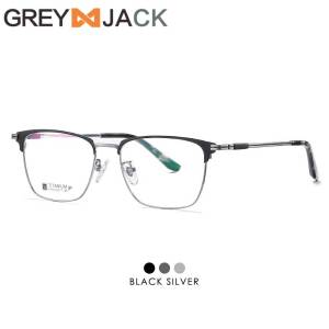 Grey Jack Kacamata Frame Titanium Kotak Ringan Style Bisnis Simple Pria Wanita Bisa Minus Antiradiasi Blueray Bluecromic 903