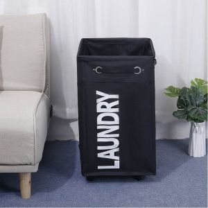 2 Colors Large Laundry Basket Collapsible Laundry Bag With Wheel Waterproof Oxford Laundry Hamper