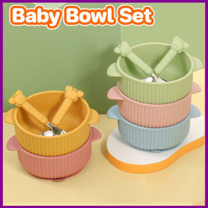 Baby Feeding Bowl Set Double-eared Bowl With Suction Cup Baby Silicone Bowl