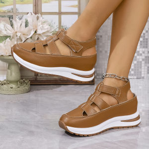 Free Shipping New Summer Collection Of Women’S Open-Toe Sandals Featuring A 202 Design With Hollowed-Out Breathable Details Available In Large Sizes With A Platform Sole And Velcro Closure