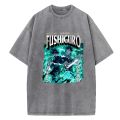เสื้อยืดคอกลม2023 Hot Jujutsu Kaisen Megumi and Toji Fushiguro Anime T-Shirt Black Washed T-Shirts S-5XL. 