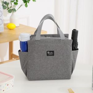 Thicken Insulation Canvas Lunch Bag Thermal Portable Tote Pouch Office Worker Kids School Bento Dinner Food Box Storage Container Waterproof Cooler Handbag Picnic Food Organizer