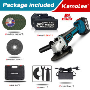 Kamolee 100mm/125mm Mesin Gerinda Elektrik Tanpa KabelSudut 4 Variabel Kecepatan [Kompatibel Dengan Baterai Makita 18V]