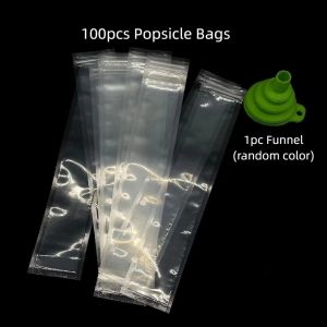 BAGUO(霸果) 100pcs Self Seal Disposable Transparent Ice Lolly Bag Leak-Proof Food Grade Ice Cube Mold Fruit Smoothies DIY Ice Bags Cool Summer