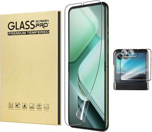Compatible for Motorola Razr 2024/ Razr 2025Combination 3-piece set High definition water coagulation film [inner screen]+External screen tempered film+Transparent film