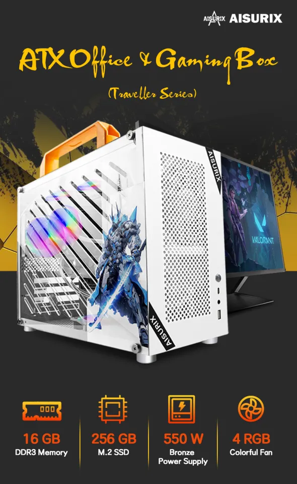 AISURIX ATX Gaming Desktop DDR3 16GB Memory RAM 256GB SSD 550W RGB