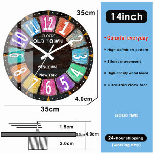 14 12 Tempered film cover Wall clock Wooden Living Room Bedroom Big Size Home Decor For Gift