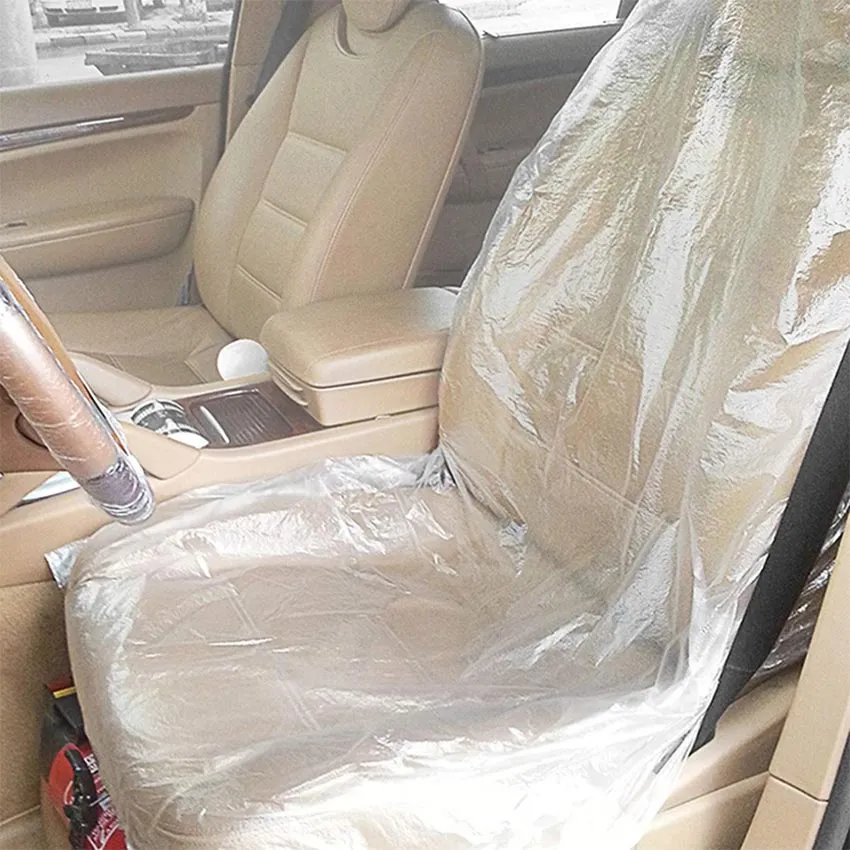 100Pcs Disposable Clear Plastic Car Seat Cover Car Maintenance
