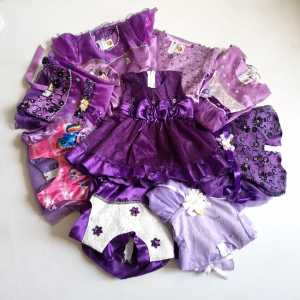 Dress Bayi Perempuan 0 6 Bulan Import GRATIS PITA Baju Bayi Perempuan 6 12 Bulan Bahan Kaos Katun Tile Tulle Warna Lilac Ungu Purple VW01