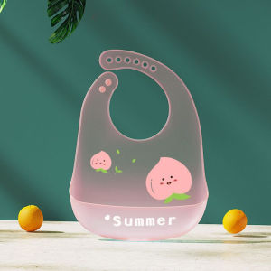 【Ready Stock】Baby Silicone Bibs Reusable Waterproof Adjustable Cartoon Baby Feeding Silicone Soft Bibs-COZII