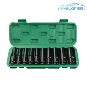 High Performance 1/2 Inch Electric Wrench Socket Set with Extended Impact Sockets for Automotive and Home Use Hex Impact Set