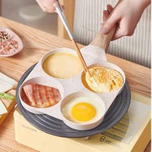 GOLDVAULT 4 Holes Non-Stick Pancake Pan Cooker Mold Omelet Flat Bottom Pan Thickened Egg Frying Pan Gas Stove