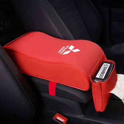 LAIFU Car Armrest Mats Memory Foam Vehicle Arm Rest Box Pads Leather Center Console Covers Styling Interior Accessories For Mitsubishi Asx Outlander XL Lancer Pajero Attrage L200 Xpander Mirage triton