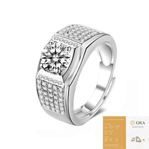 [Lockend] Nhẫn nam cổ điển (có thể chỉnh size) bạc 925 đính đá Moissanite màu D có chứng chỉ GRA sang trọng