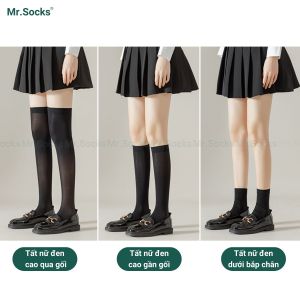 Tất nữ trơn màu Mr.Socks phong cách lolita vớ lolita thun lạnh mềm mịn che khuyết điểm - HOT-1805-1DOI