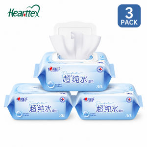 【1/3/6Packs】心相印Hearttex Adult Wet Wipes 30 Sheets Ultrapure Water Large Moist Cleansing Wipes for Daily Care