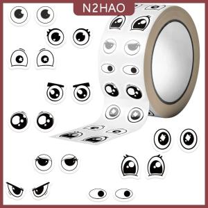 N2HAO 500Pcs phim hoạt hình dễ thương dán mắt CuộN các loại biểu hiện đề can cho Diy Craft lớp học Trường Giáo viên văn phòng phẩm trang trí cuốn sách