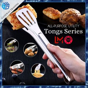 Gateway Trading Food Tong 304 Stainless Steel Barbecue Clip Food Tongs Barbecue Bread Silica Gel Food Anti-scalding Food Meal Kitchen Special for Fried Steak Three Lines Food Tong Anti Heat Bread Clip Pastry Clamp BBQ