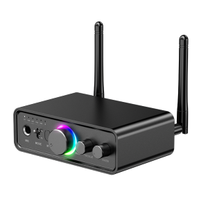 อะแดปเตอร์บลูทูธเสียงไร้สาย DAC 2in 1เครื่องส่งสัญญาณรองรับไมโครโฟนคาราโอเกะ3.5มม. AUX/RCA/USB/6.5ไมค์/เครื่องรับส่งสัญญาณไร้เสียงโคแอกเซียล/ใยแก้วนำแสงพร้อมรีโมทคอนโทรล IR สำหรับหูฟังแล็ปท็อปลำโพงทีวี