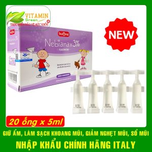 Dung dịch nhỏ mũi Buona Nebianax 3% Flaconcini giúp làm sạch giảm viêm giảm sổ mũi nghẹt mũi | Nhập khảu chính hãng từ Ý