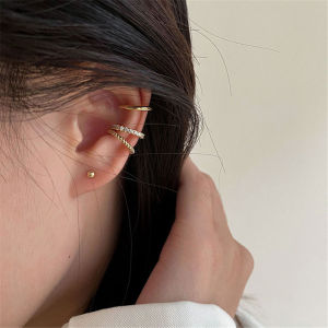[YAN K] Minimalist 3Pcs/set Crystal Round Wrap Earrings for Women Girls Cubic Cartilage Studs Ear Cuffs Clips