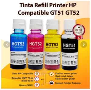 Tinta Refill HP Compatible GT51 GT53 All Colour Tinta Refill Printer HP DeskJet GT5810 GT5820 All In One Ink Tank 115 310 315 319 350 415 419 410 Smart Tank 450 510 550 610