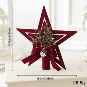 FEELINGS Plastic Christmas Ornament Wine Red Color Bow Knot Design Tree Topper Festive Vibe Bell Decor Bow Pendant Xmas Tree Decor