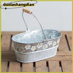 [Duola] Vintage Iron Flower Pot Desktop Flower Vase Plant Flowerpot Balcony Plant Bucket