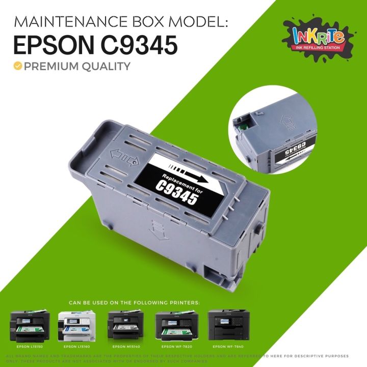 Inkrite C9345 Maintenance Box For Epson M15140 M15180 L15150 L15160 L15180 L8050 Wf 7820 Wf 7840 2343