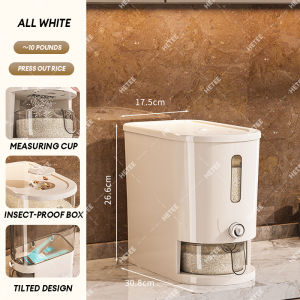 HETEE Airtight Rice Dispenser with Portion Scale Moisture-Proof Food Storage Container  Kitchen Grain Organization