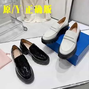 Giày cao gót SW Giày Loafer Đế Dày Màu Trắng Cho Phụ Nữ Giày Da Phong Cách Anh Đen Đa Năng Giày Đơn Mềm Da Thật Cho Phụ Nữ