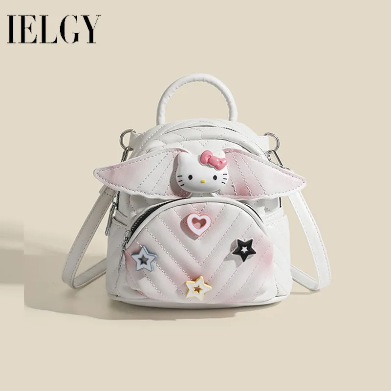 IELGY mini backpack women's cute HelloKitty tie-dye embroidery thread new niche y2k all-match backpack