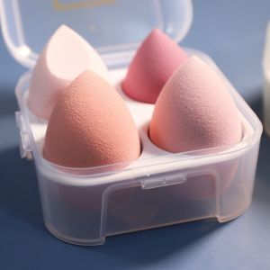 4 Pc Wet Dry Foundation Beauty Blender Sponge Set | Makeup Powder Puff Applicator