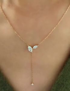 Certified Marquise Cut Moissanite Lariat Pendant Necklace S925 Silver 4cttw Lab Diamond Y-Style Long Tassel Neck Chain for Women
