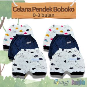 6 Pcs Celana Bayi Pendek Boboko Newborn 0–3 Bulan | Celana Lusinan | Motif Lucu