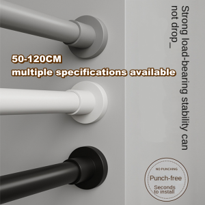Punch-free Shower Curtain Rod Extendable Stainless Steel Adjustable Tension Rod Telescopic Cabinet Bathroom