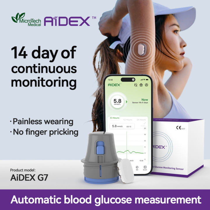 Microtech Medical AIDEX G7 CGM Continuous Glucose Monitoring System No Sanning Dynamic Glucometer Continuous Use for 24H x 14Days - Lazada | Lazada