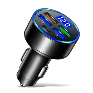 Car Fast Charger QC3.0/PD 150W LED Digital Display 5 in 1 Charger Adapter