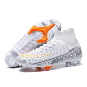 Adult leather football shoes adult artificial grass training sports shoes childrens primary school students long nails competition shoes