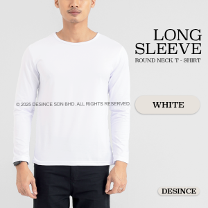 🇲🇾 DESINCE Men T-shirt Long Sleeve Round Neck Tshirt Man Top Shirt Solid Color Men Plain Tee Baju Tshirt Lelaki MT 090