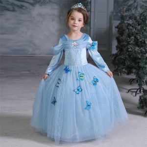 Dress Princess Anak Lengan Panjang Pink Dan Biru