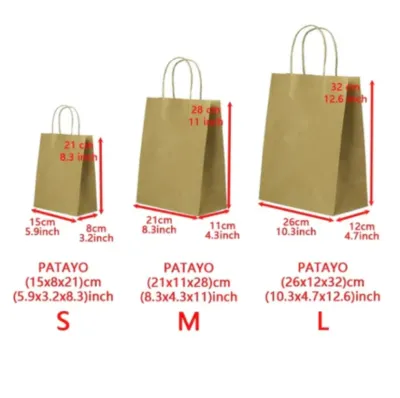 12PCS Brown/Red/Green Paper Bag with twist Handle bag Gift Bag Kraft Bag Plain Hand bag Xmas Gift
